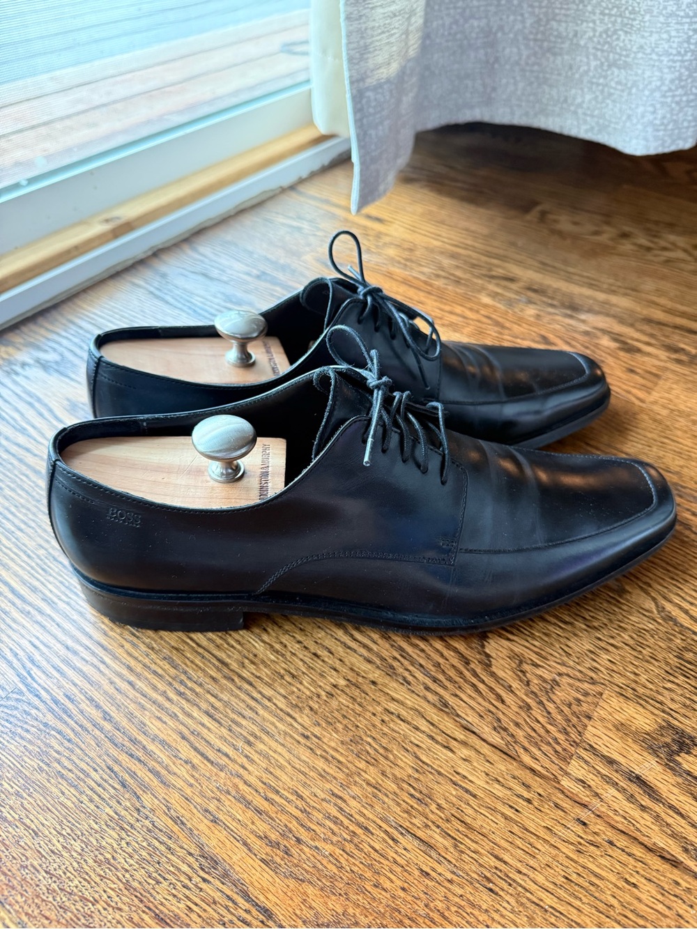 Boss Black Leather Lace-Up Derby Shoes